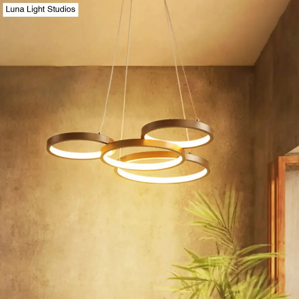 Minimalist Acrylic LED Pendant Chandelier - Coffee Ring Hanging Ceiling Light (Warm/White)