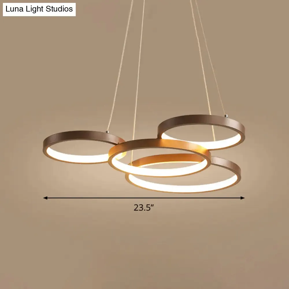 Minimalist Acrylic LED Pendant Chandelier - Coffee Ring Hanging Ceiling Light (Warm/White)