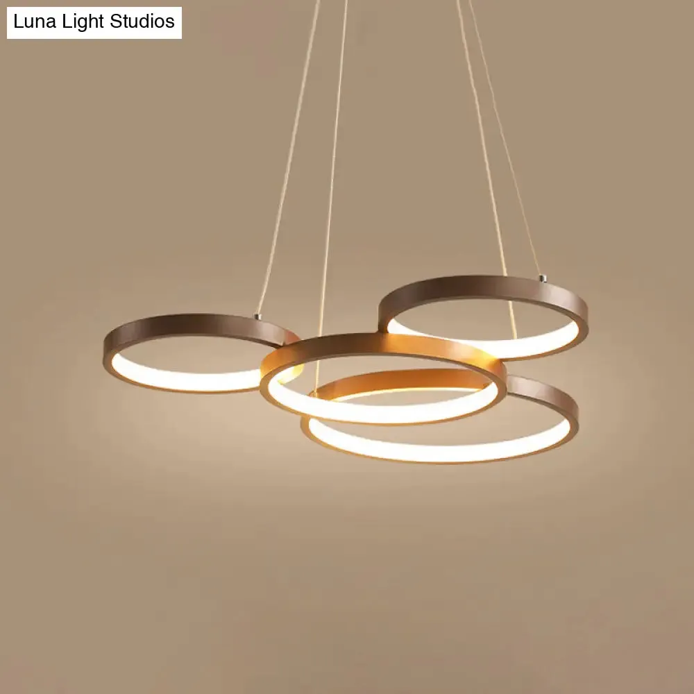 Minimalist Acrylic LED Pendant Chandelier - Coffee Ring Hanging Ceiling Light (Warm/White)