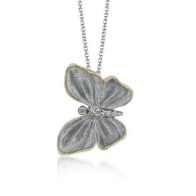 Monarch Butterfly Pendant Necklace in 18k Gold with Diamonds