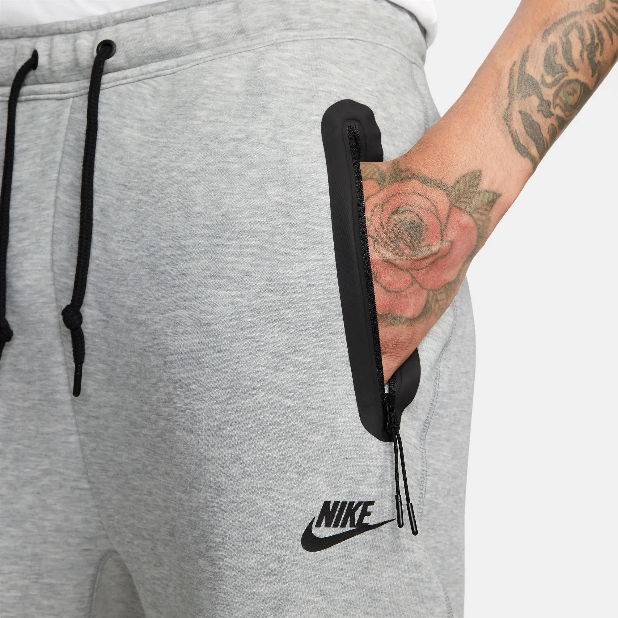 OPEN-HEM TECH FLEECE "GREY HEATHER"