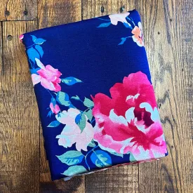 Penelope Floral on Navy Rayon Spandex