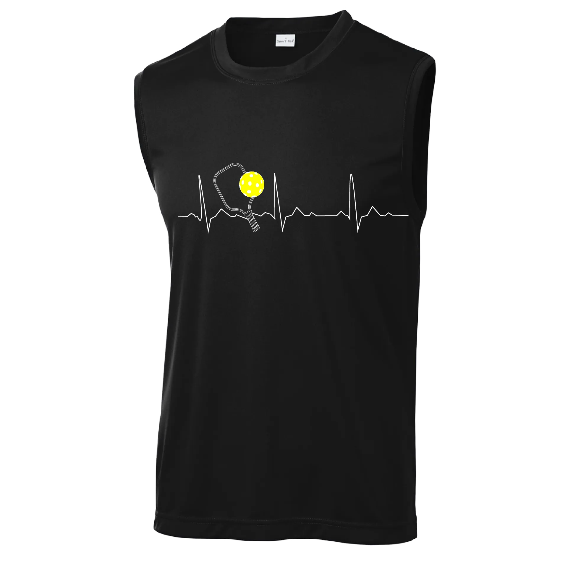 Pickleball Heartbeat EKG | Men's Sleeveless Athletic Pickleball Shirt | 100% Polyester