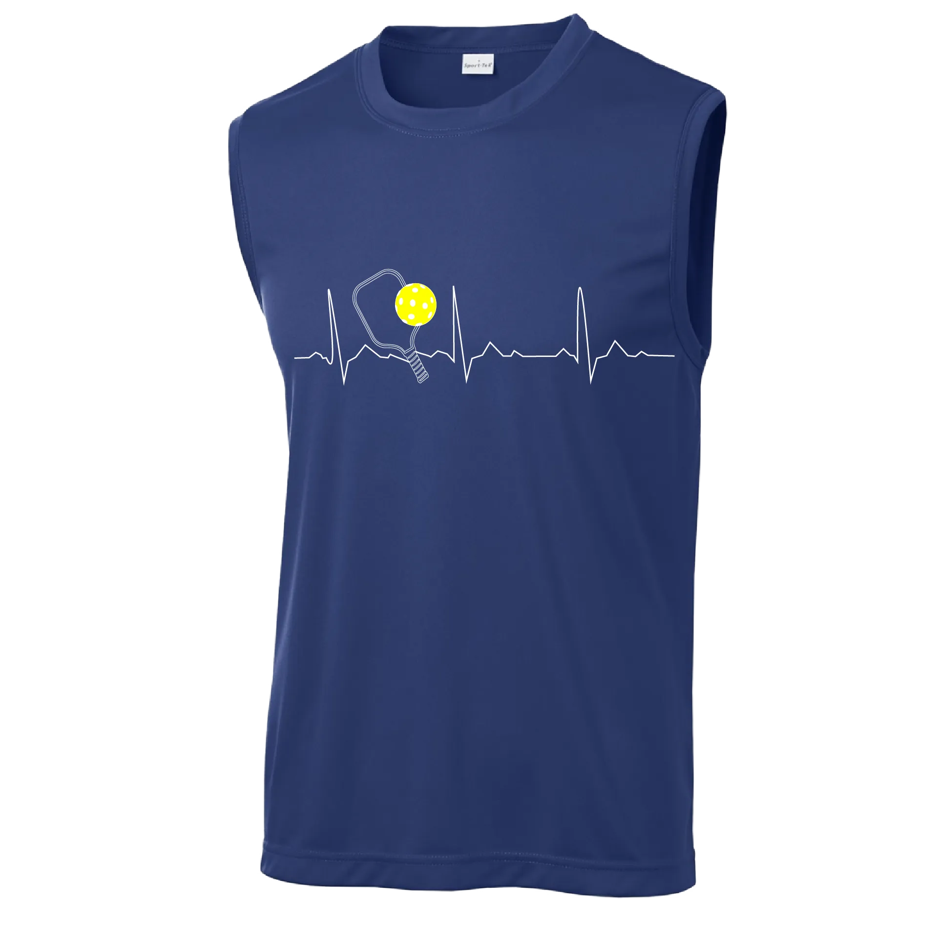 Pickleball Heartbeat EKG | Men's Sleeveless Athletic Pickleball Shirt | 100% Polyester