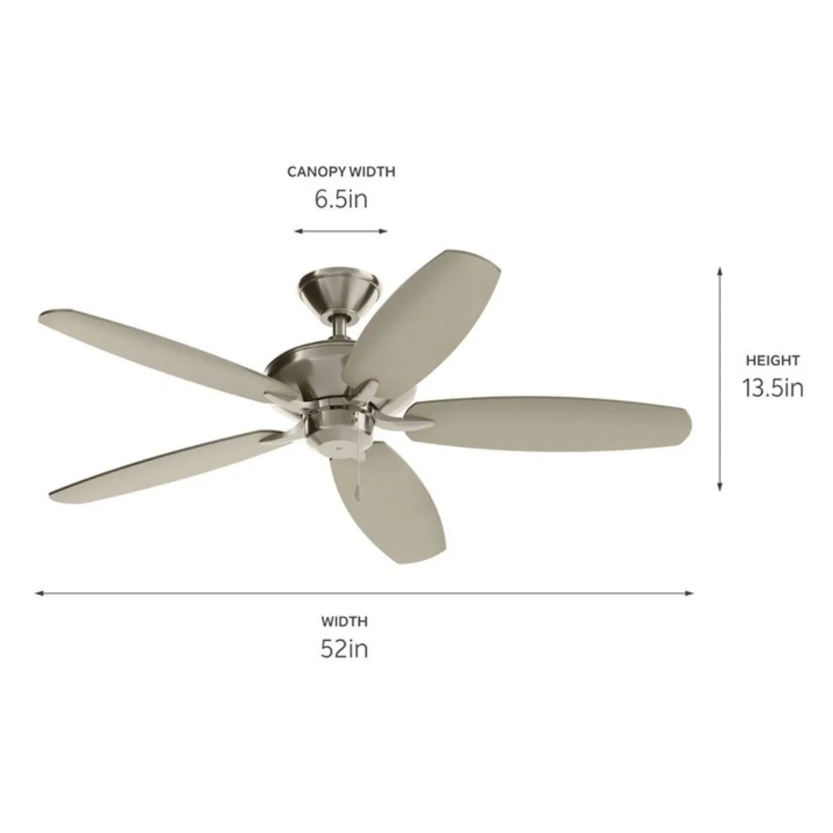 Renew Patio 52 Inch Matte White Damp Rated Ceiling Fan with Pull Chain