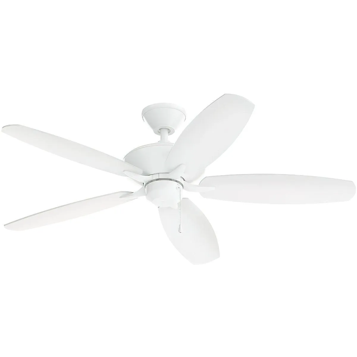 Renew Patio 52 Inch Matte White Damp Rated Ceiling Fan with Pull Chain