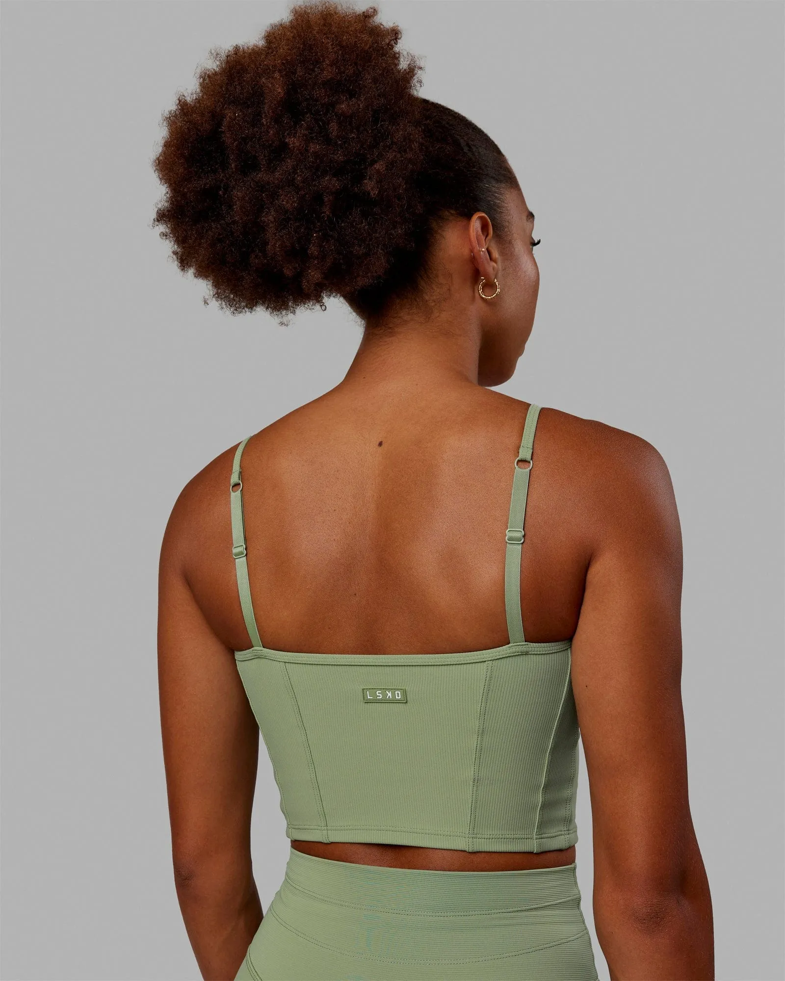 Resistance Ribbed Shelf Bra Performance Tank - Bayleaf