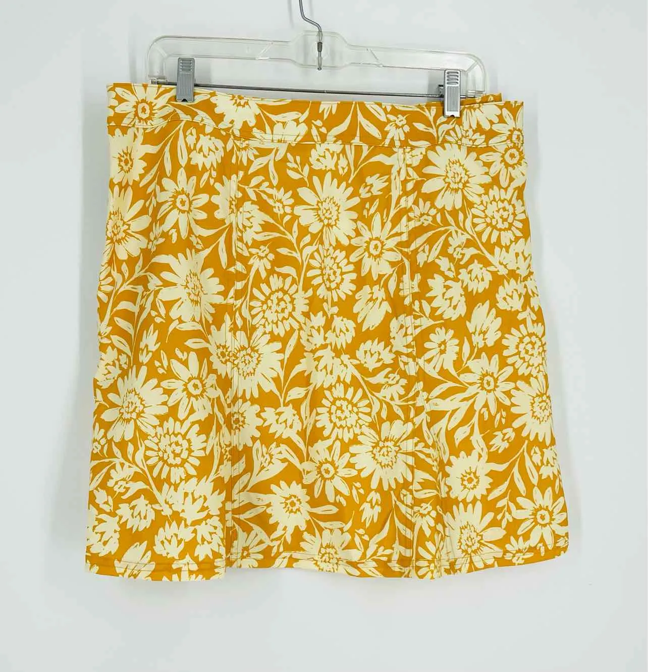 RipSkirt Hawaii Size L Yellow Floral Polyester Blend Skirt Skirt