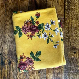 Sol Floral on Mustard Double Brushed Poly Spandex