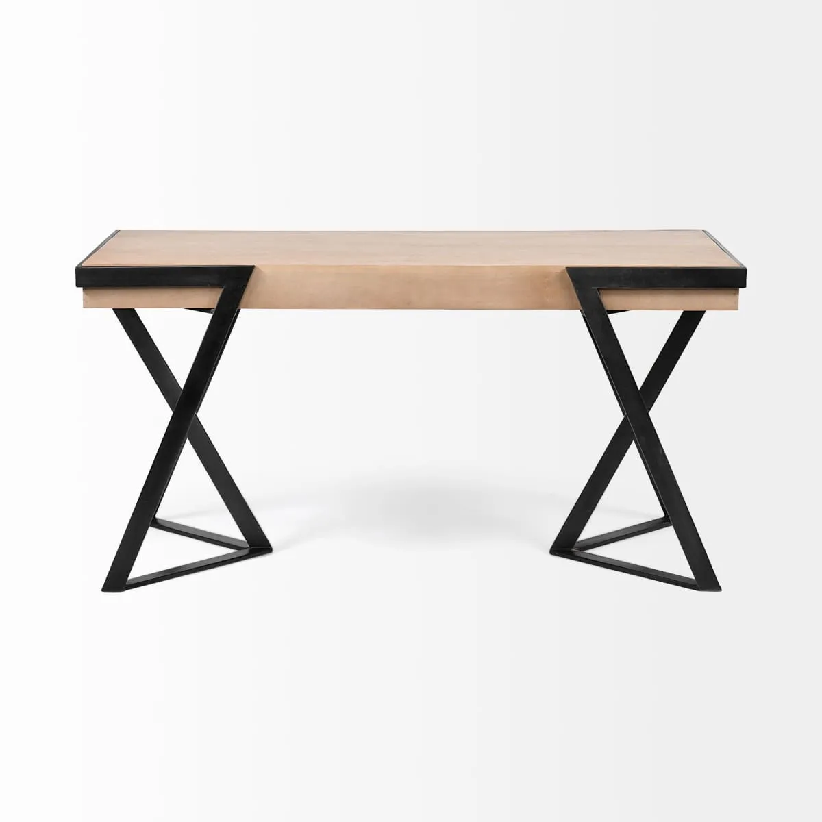 Steinbeck Office Desk Brown Wood | Black Iron