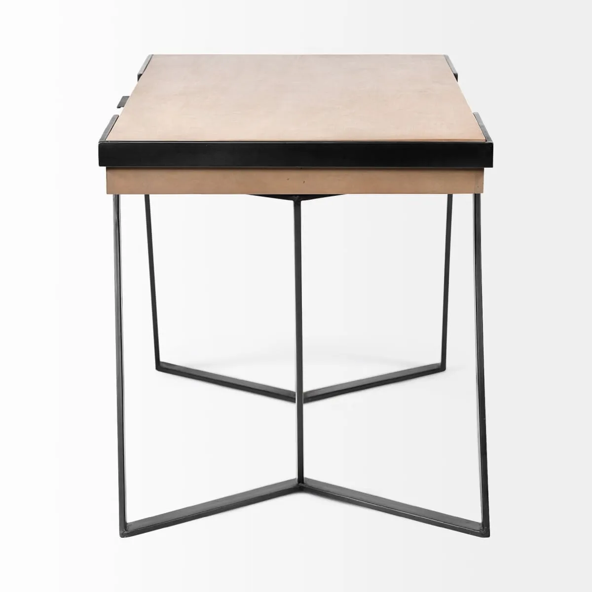 Steinbeck Office Desk Brown Wood | Black Iron