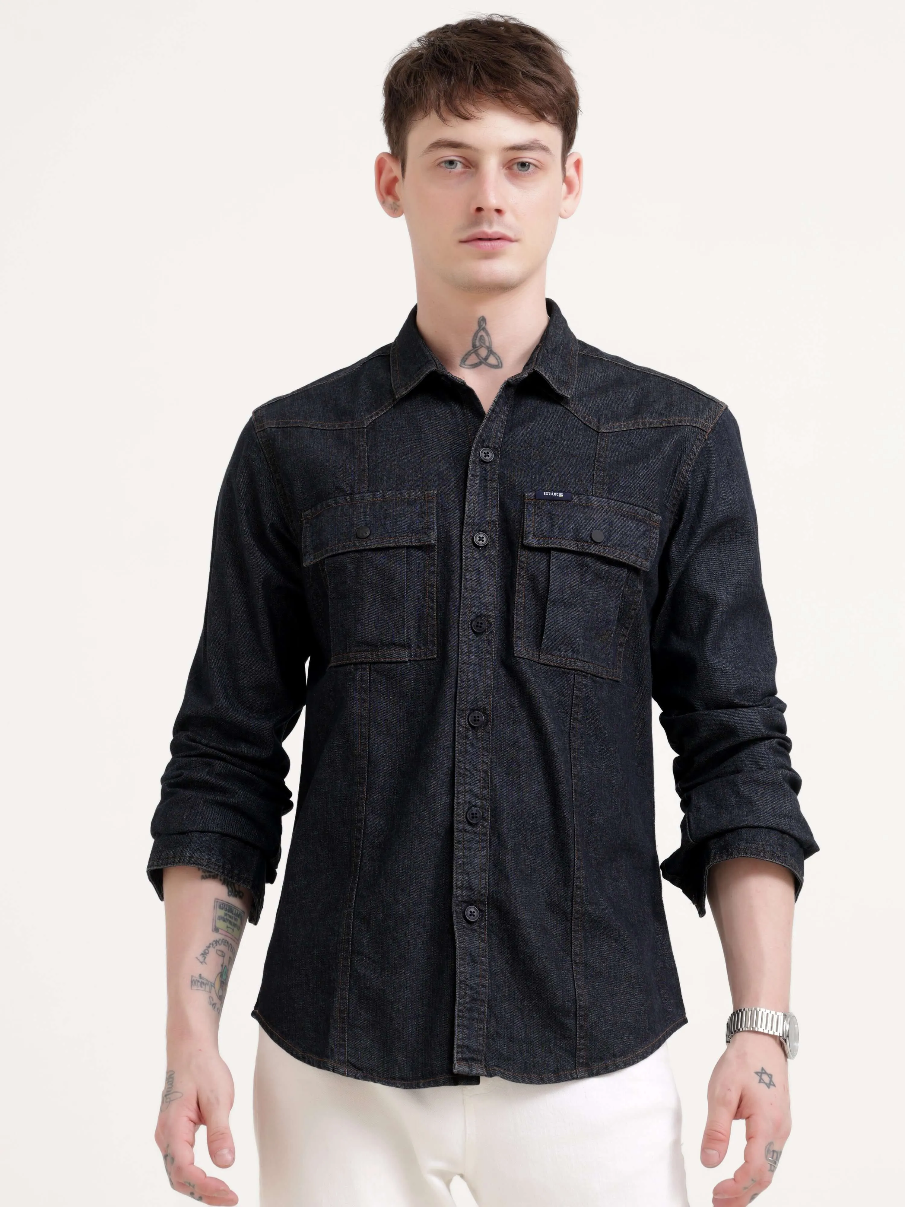 Storm carbon gray denim shirt