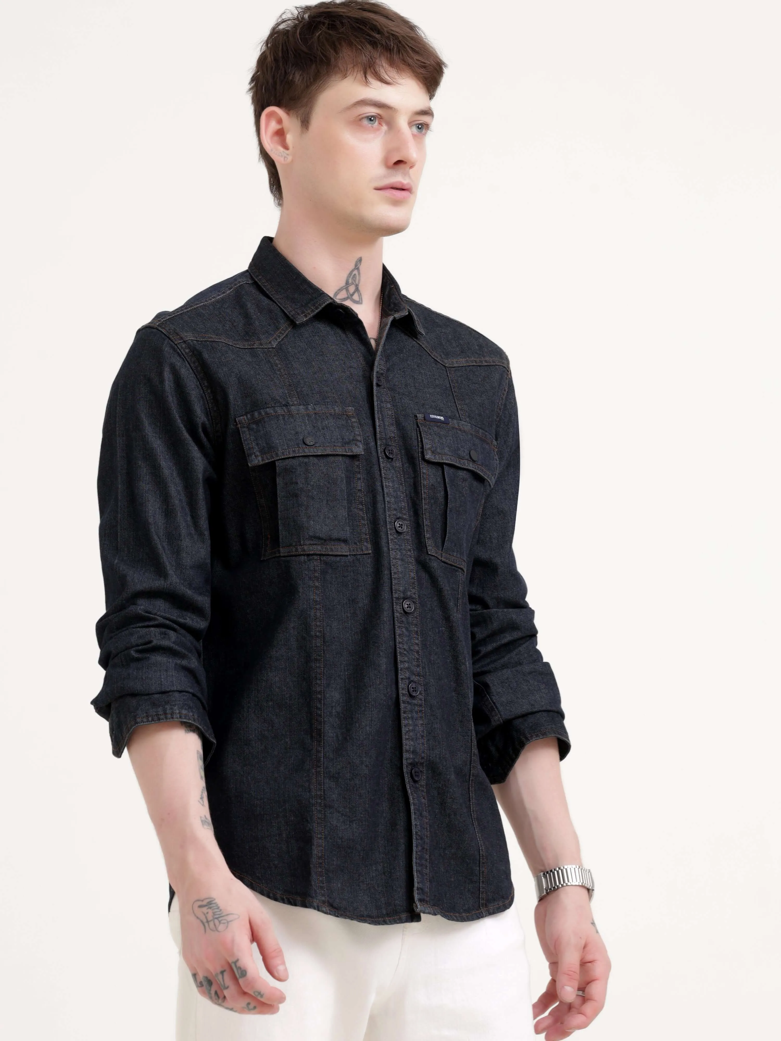 Storm carbon gray denim shirt