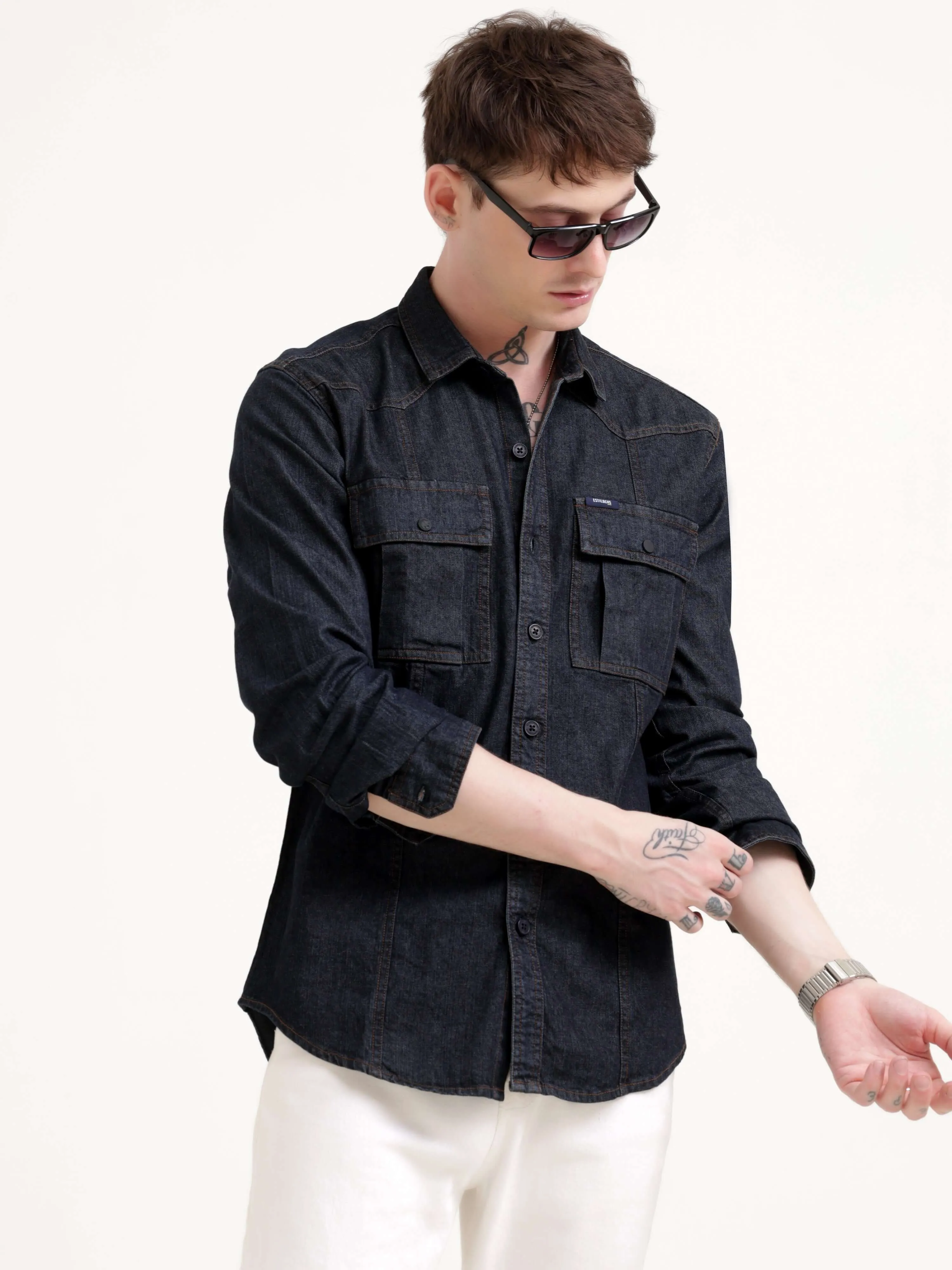 Storm carbon gray denim shirt