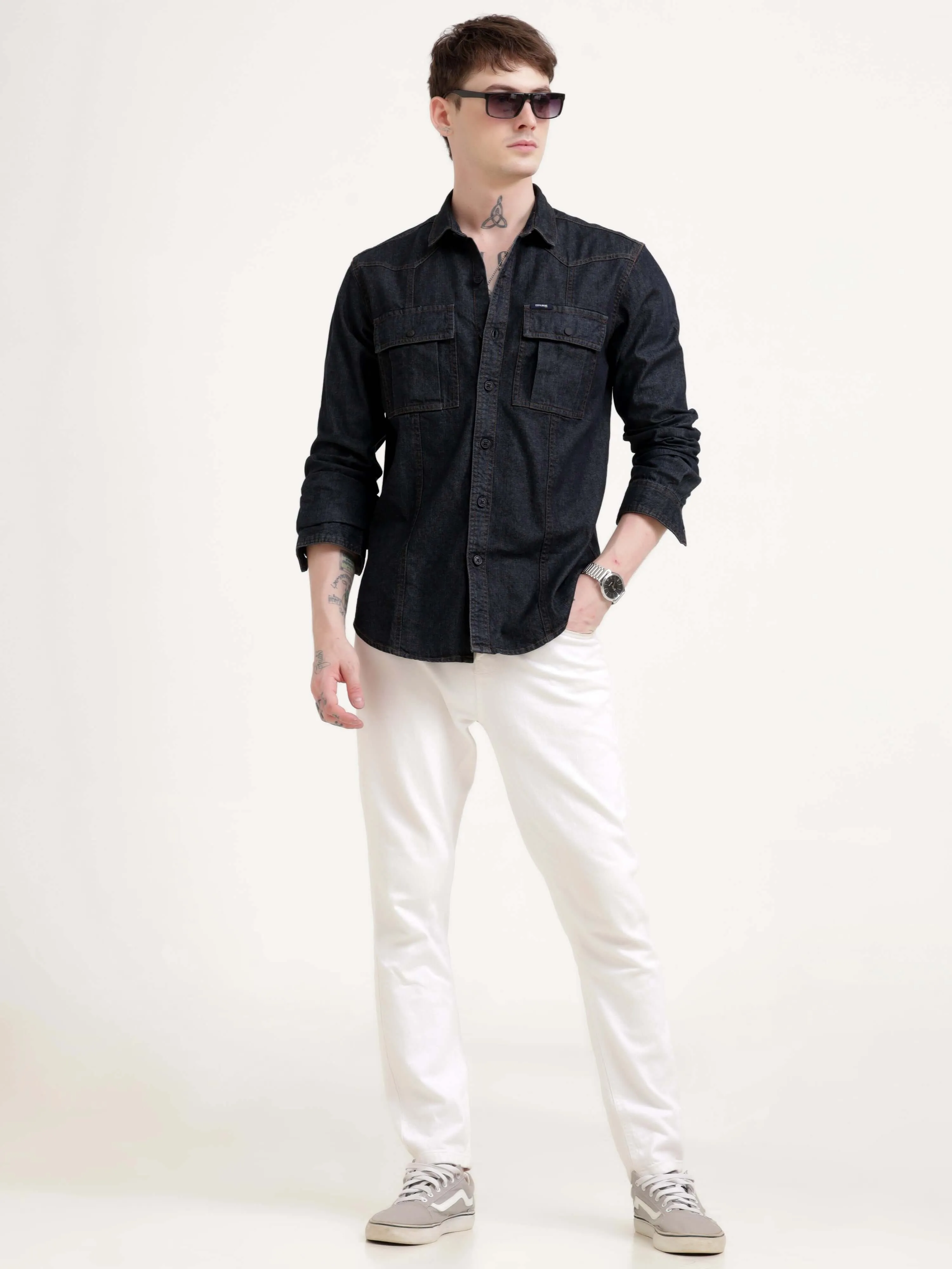 Storm carbon gray denim shirt