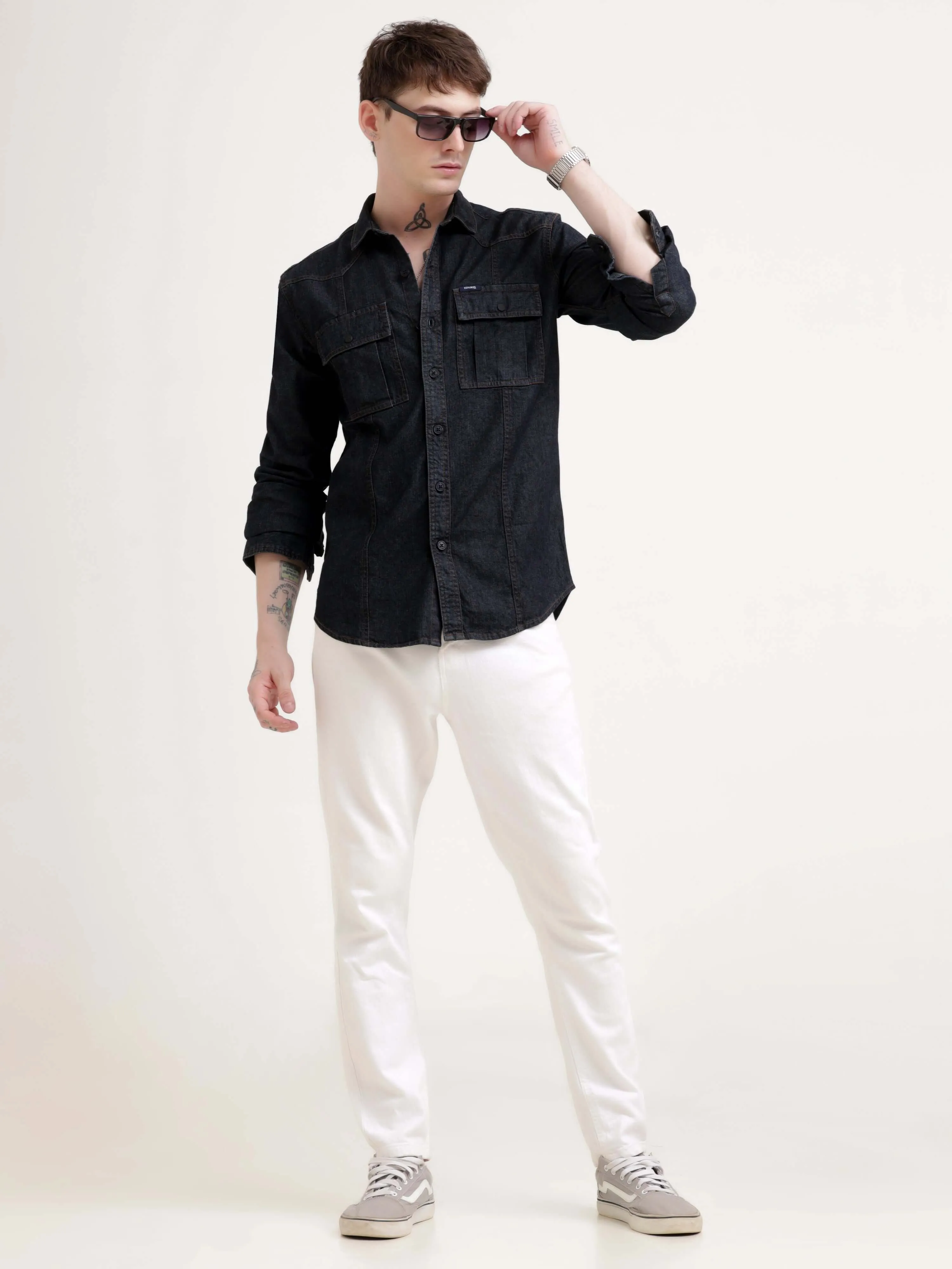 Storm carbon gray denim shirt