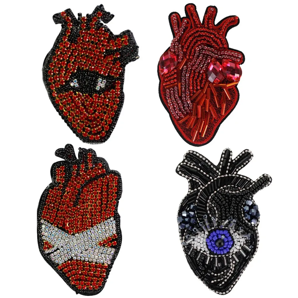 Trim- the Bead and Rhinestone Trimmed Heart Applique Collection 21 Styles