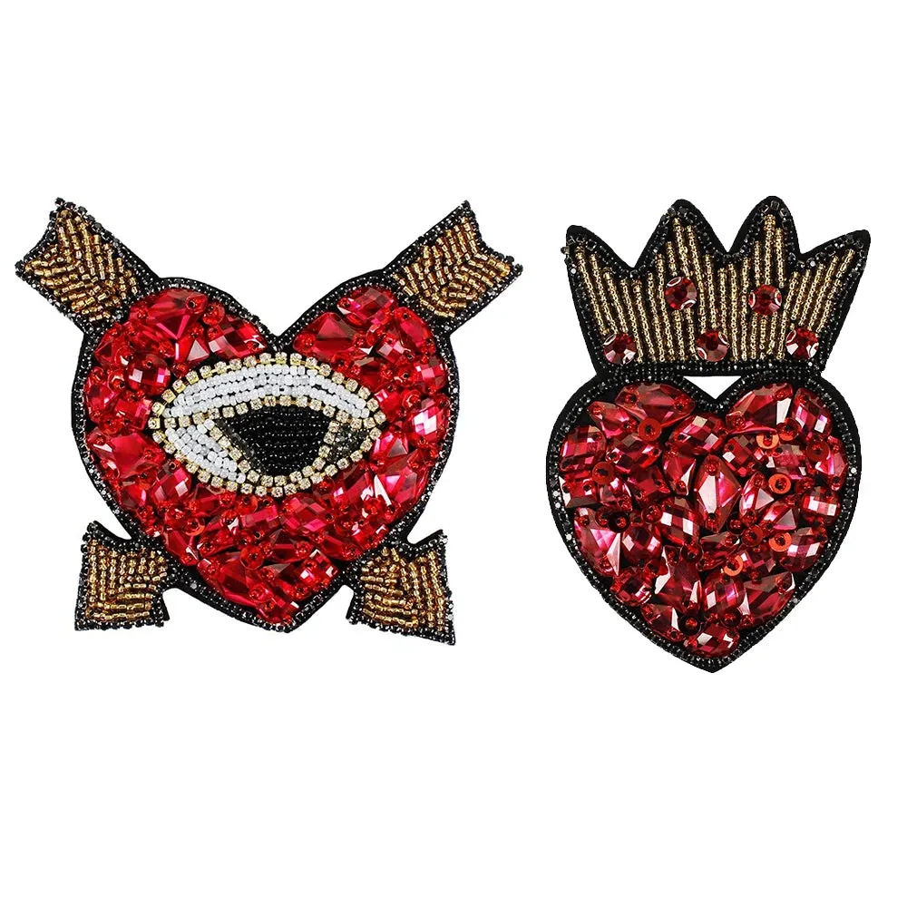 Trim- the Bead and Rhinestone Trimmed Heart Applique Collection 21 Styles