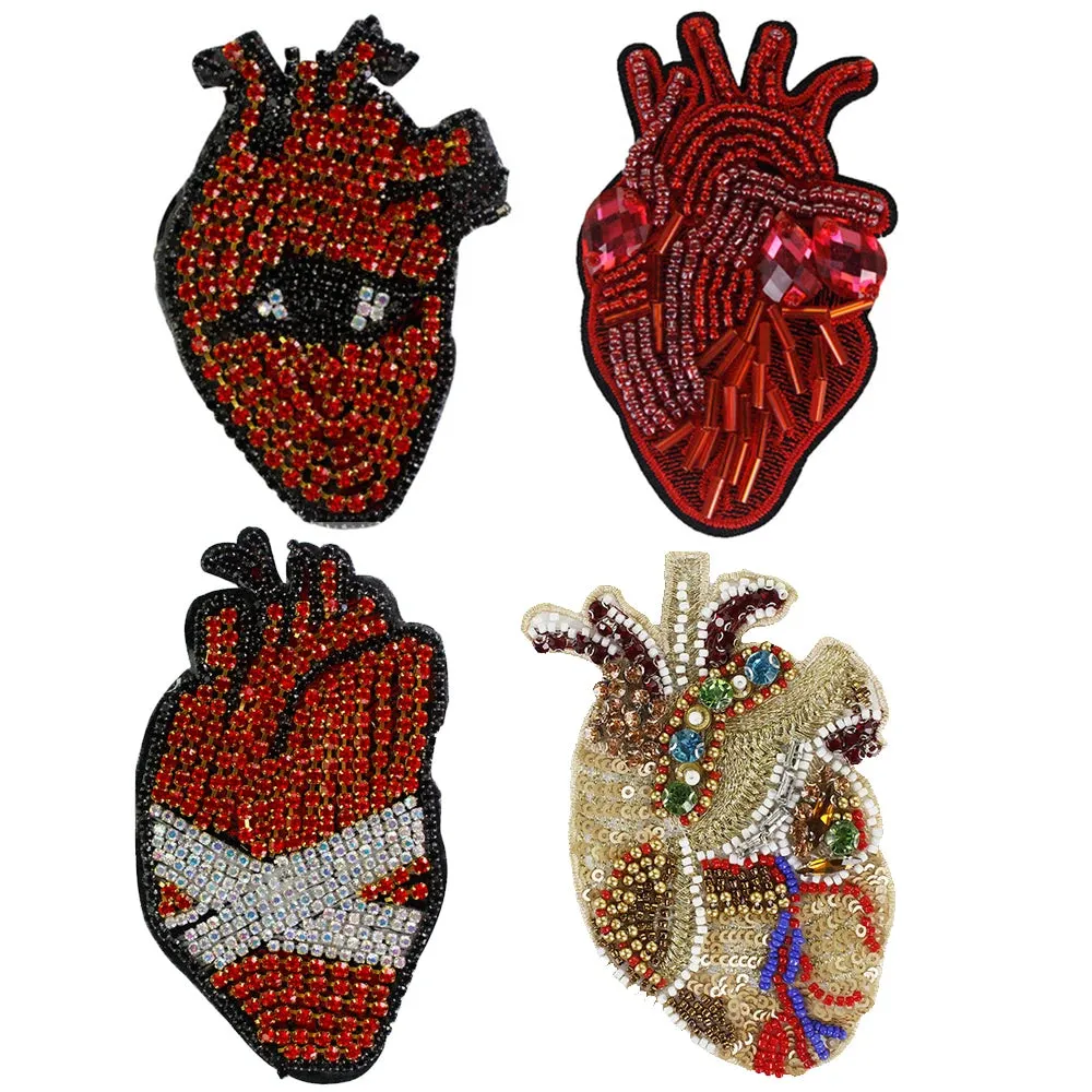 Trim- the Bead and Rhinestone Trimmed Heart Applique Collection 21 Styles