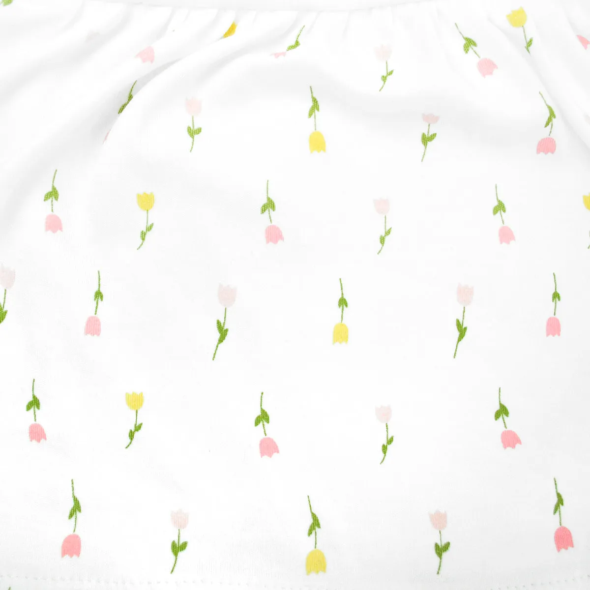 Tulip Flowers Embroidery and Printed Footie | Baby Girl