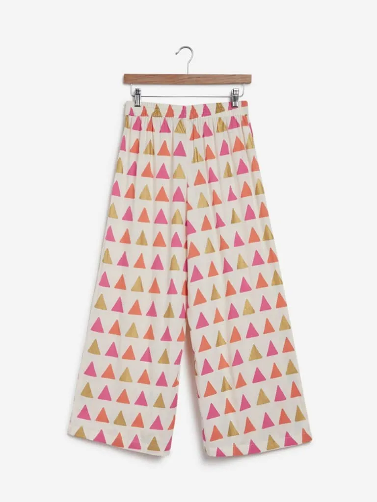 Utsa Pink Triangular Print Palazzos