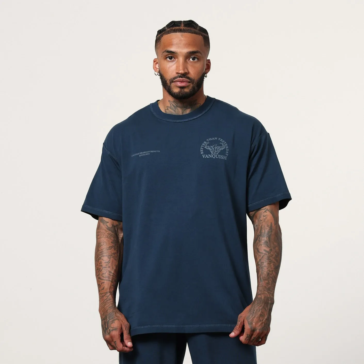 Vanquish Midnight Blue Unconquerable Strength Oversized T Shirt