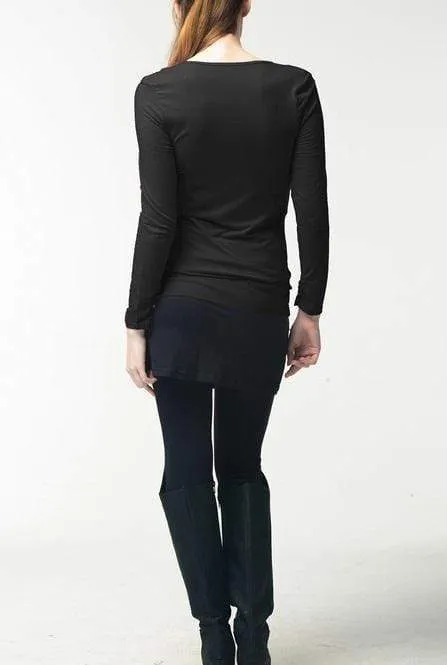 Velma Cowl Bamboo Cotton Long Sleeve Nursing Nursing Top Black