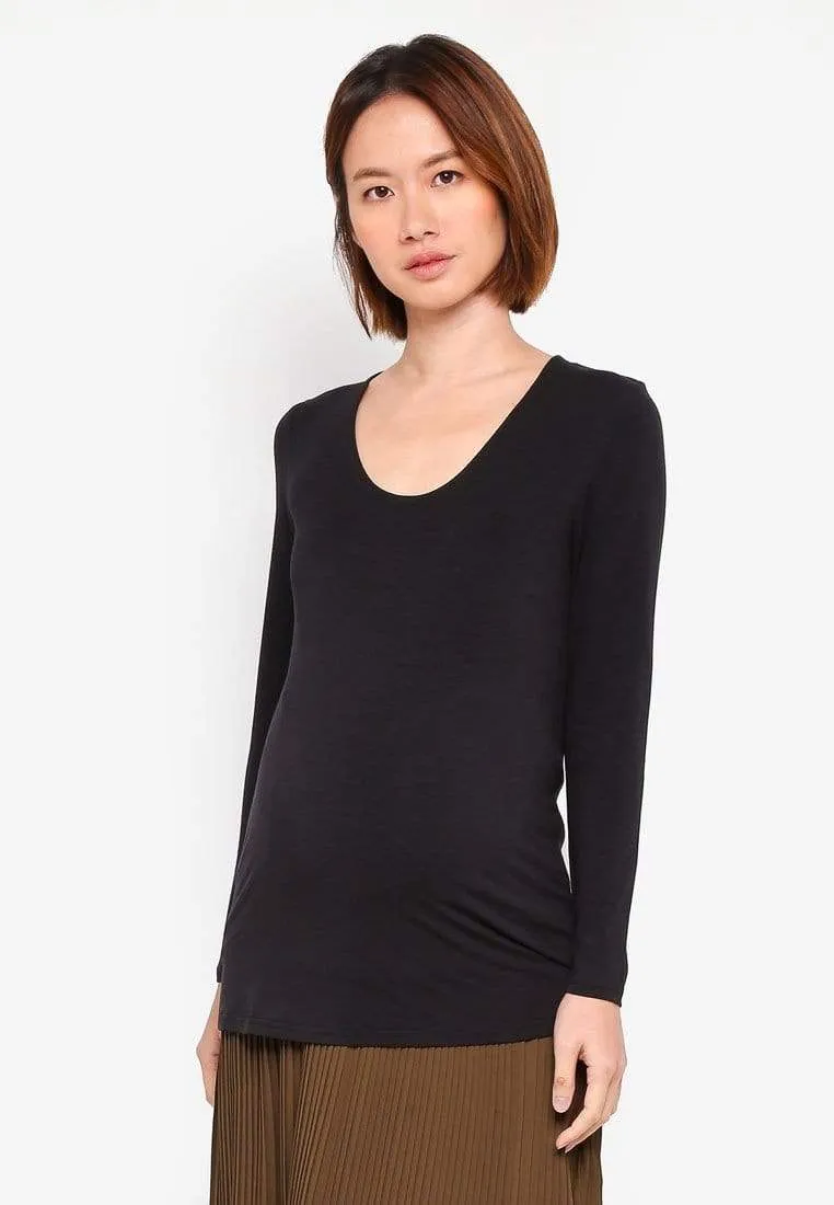 Vera V-Neck Nursing Nursing Top Black