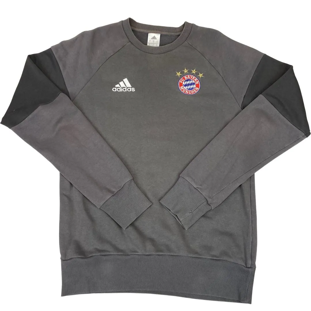 Vintage 90s 00s Grey Embroidered Adidas Bayern Munich FC Crew Neck Jumper M