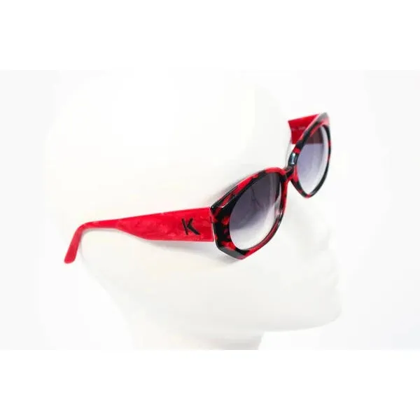 Vintage KRIZIA Black and Red Marbled Sunglasses Wide Frame Italy