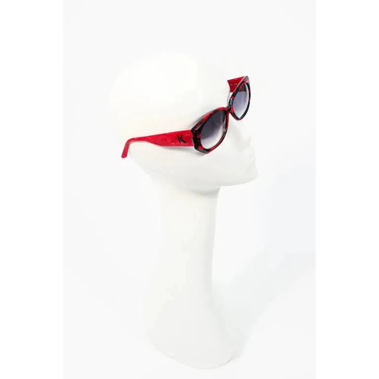 Vintage KRIZIA Black and Red Marbled Sunglasses Wide Frame Italy