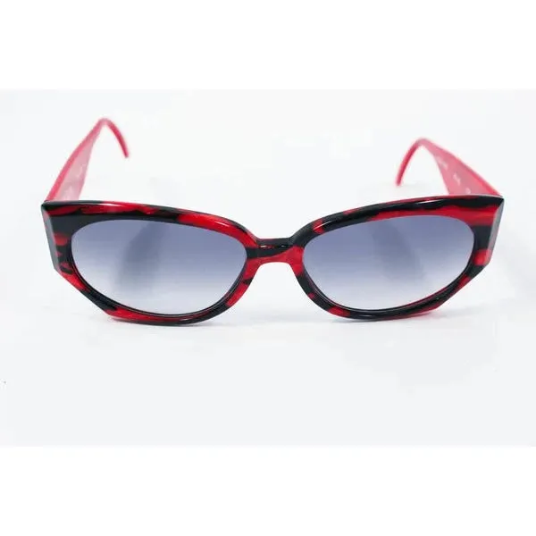 Vintage KRIZIA Black and Red Marbled Sunglasses Wide Frame Italy