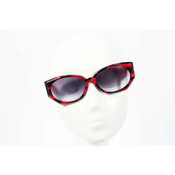 Vintage KRIZIA Black and Red Marbled Sunglasses Wide Frame Italy