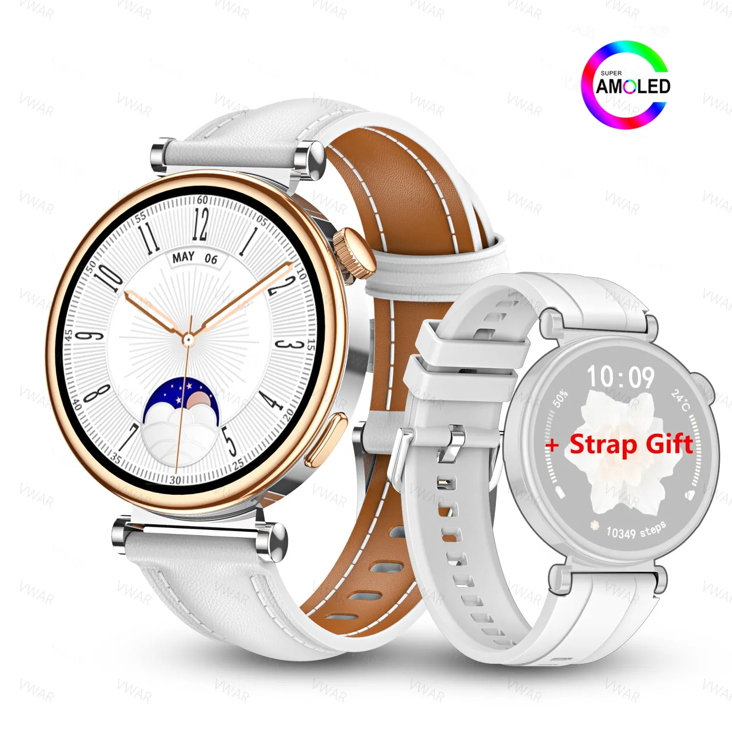 VWAR GT4 Mini 41mm Smart Watch for Women AMOLED Always-on Diplay, IP68 Waterproof, Bluetooth Call NFC