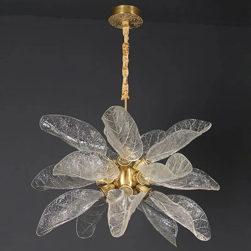 YLK Big-Leaves Black / Gold Creative design LED chandelier hanging light fixture