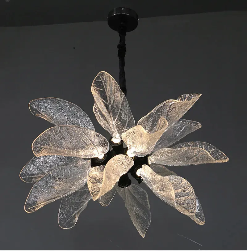 YLK Big-Leaves Black / Gold Creative design LED chandelier hanging light fixture